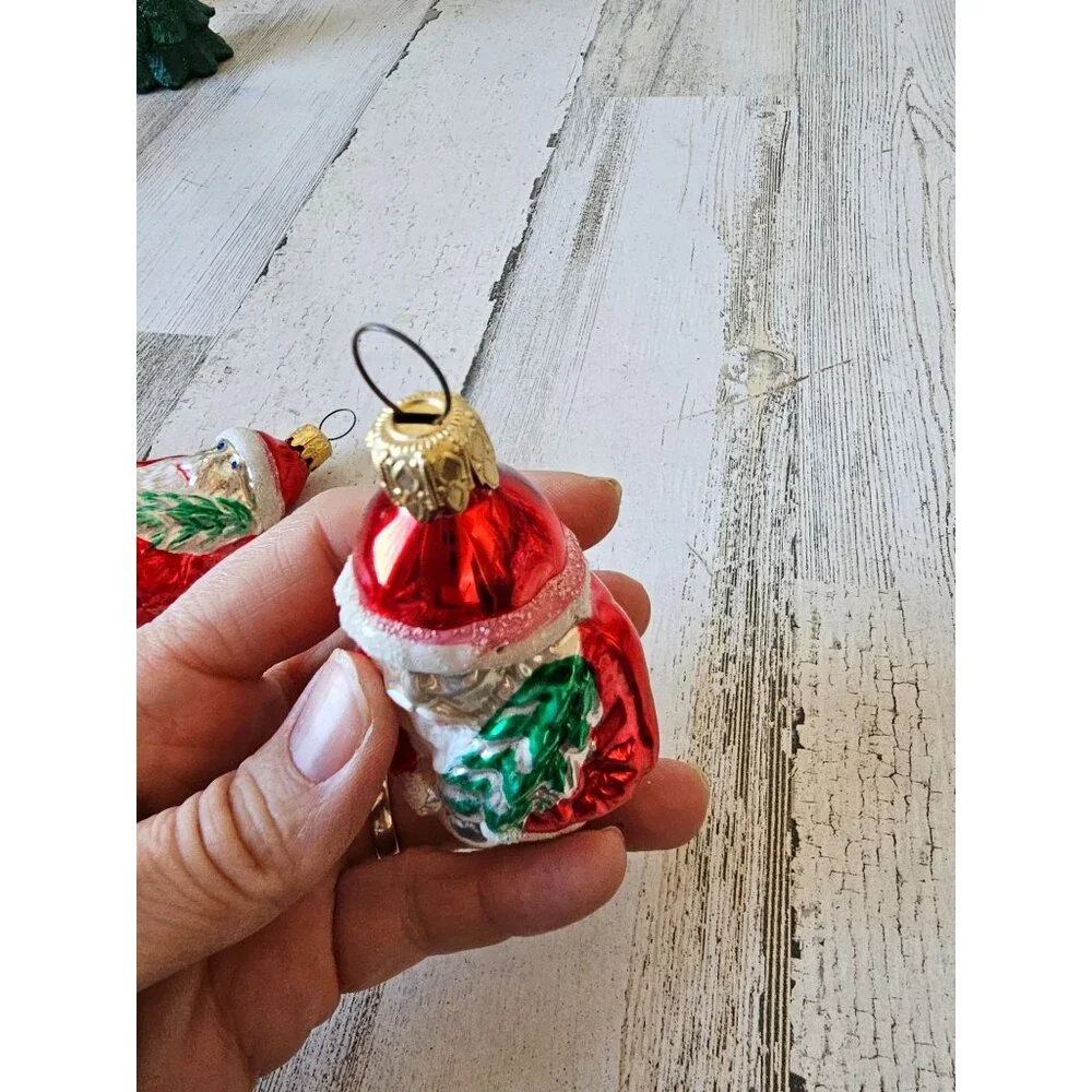Vintage West Germany Santa tree‎ Glass Mercury ornament figural Xmas tree